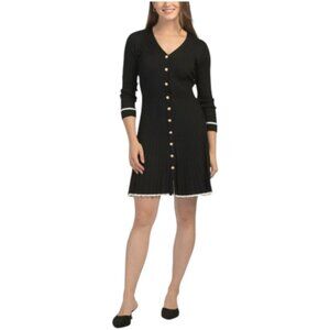 TAYLOR Ribbed Knit Button Down Mini Dress